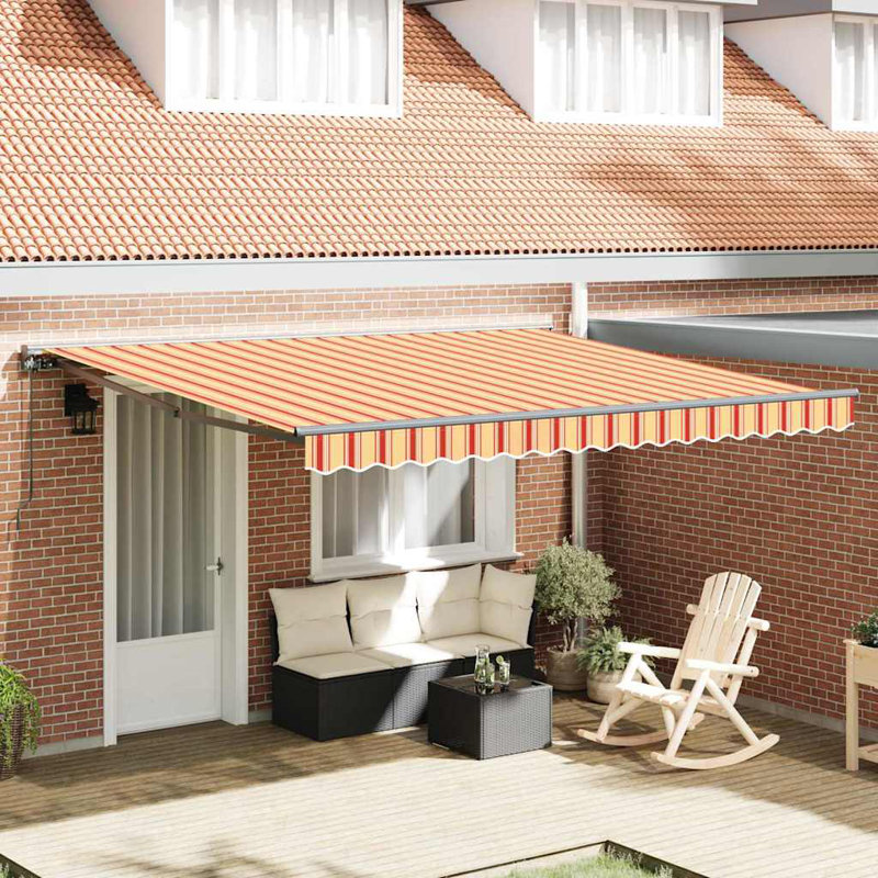 Brayden Studio Retractable Door / Window Awning, 400 cm W x 300 cm D, Orange/Yellow/Anthracite