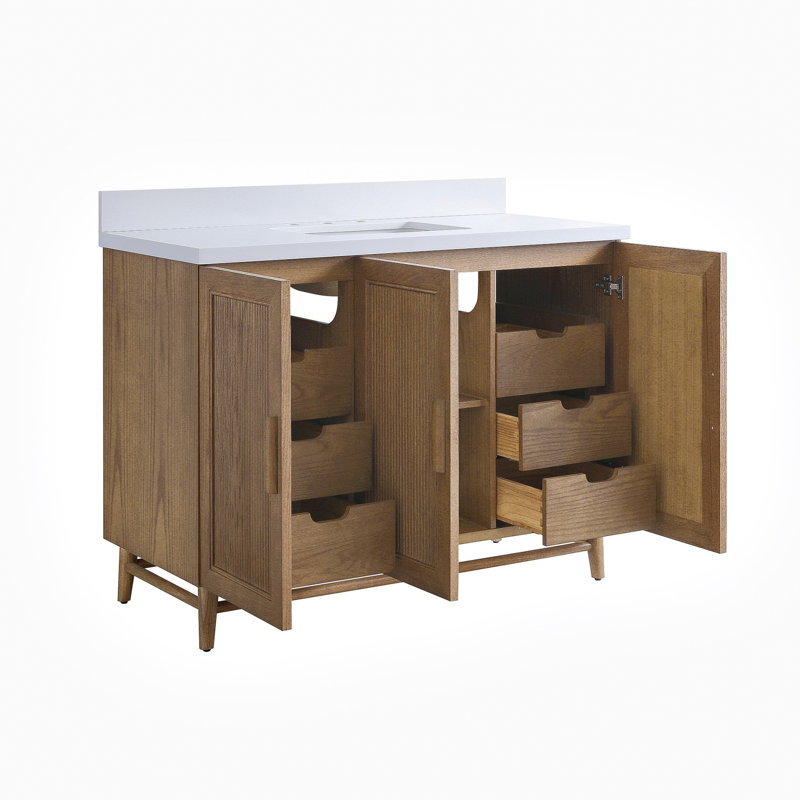 Meuble-lavabo simple de 48 pouces avec comptoir en pierre reconstituée