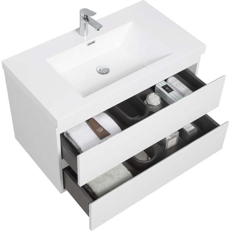 Meuble-lavabo simple avec plateau en résine 35,43 po Rohnan