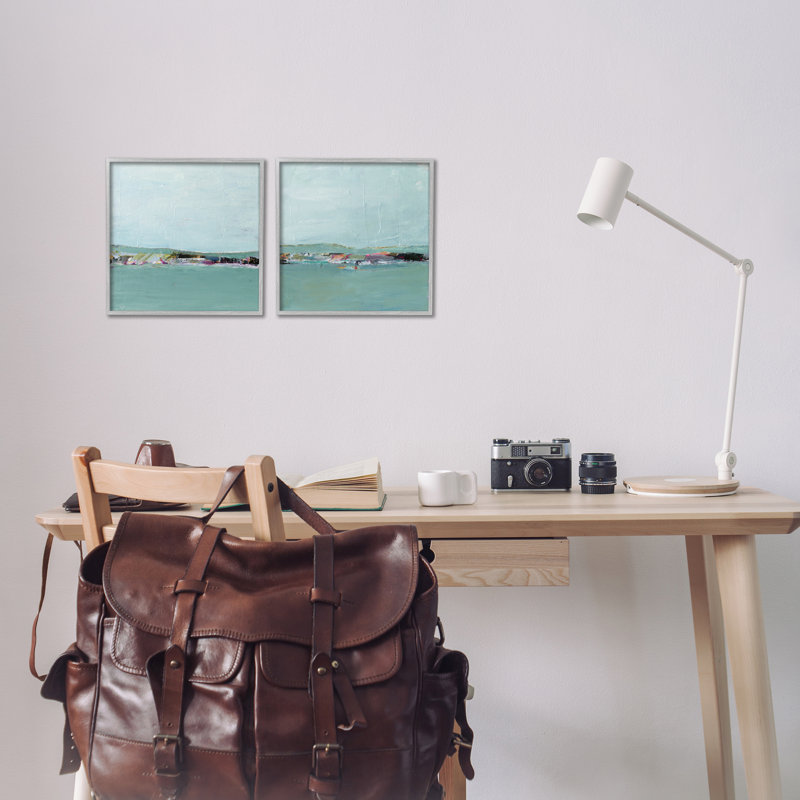  «Abstract Sea Distant Cliff», ensemble de 2 giclées par Ethan Harper, Estampe numérique Farmhouse, H 12 po x l 12 po