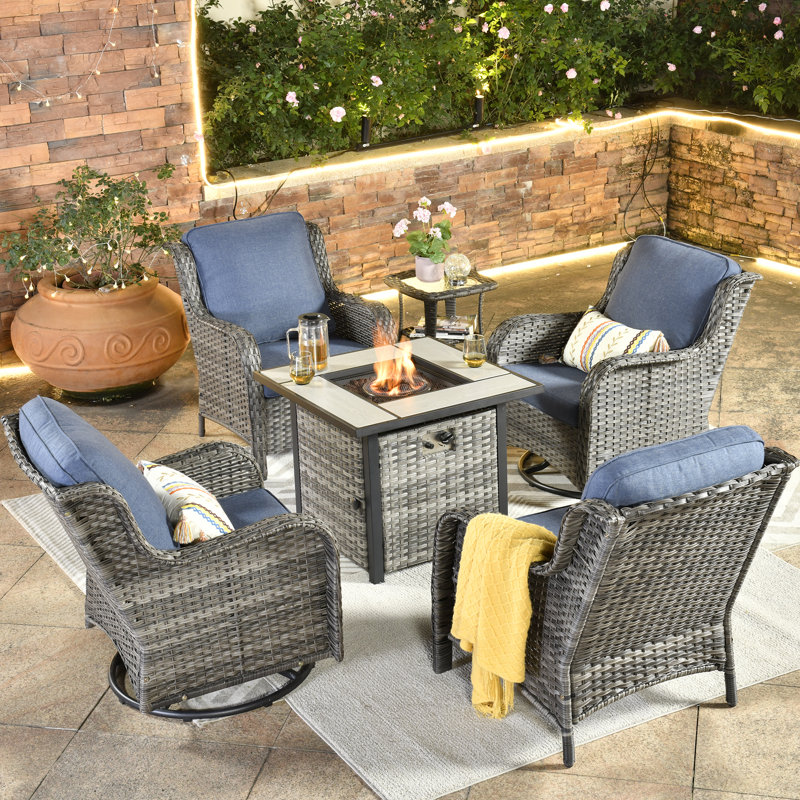 Tommy 6 Piece Multiple Chairs Seating Group,  Denim Blue