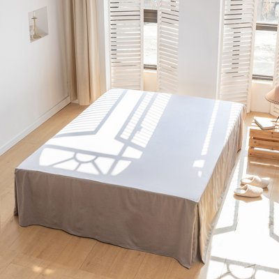 French Linen Bed Skirt with Pleated Corner Drop