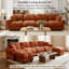 Ensemble de canapé modulaire surdimensionné en chenille avec coussins, terre cuite orange-1775610285-1775610326