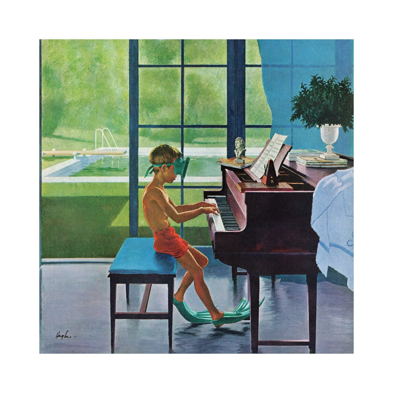Poolside Piano Practice, Does Not Apply, Wrapped Canvas, 30.48 cm H x 30.48 cm W