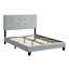 Structure de lit plateforme tapissier en taille double, gris avec tête de lit, support à lattes de bois, sommier, assemblage facile, pas de sommier tapissier, taille limite de poids de 600 lb, ressort stable requis, 77,9 po
