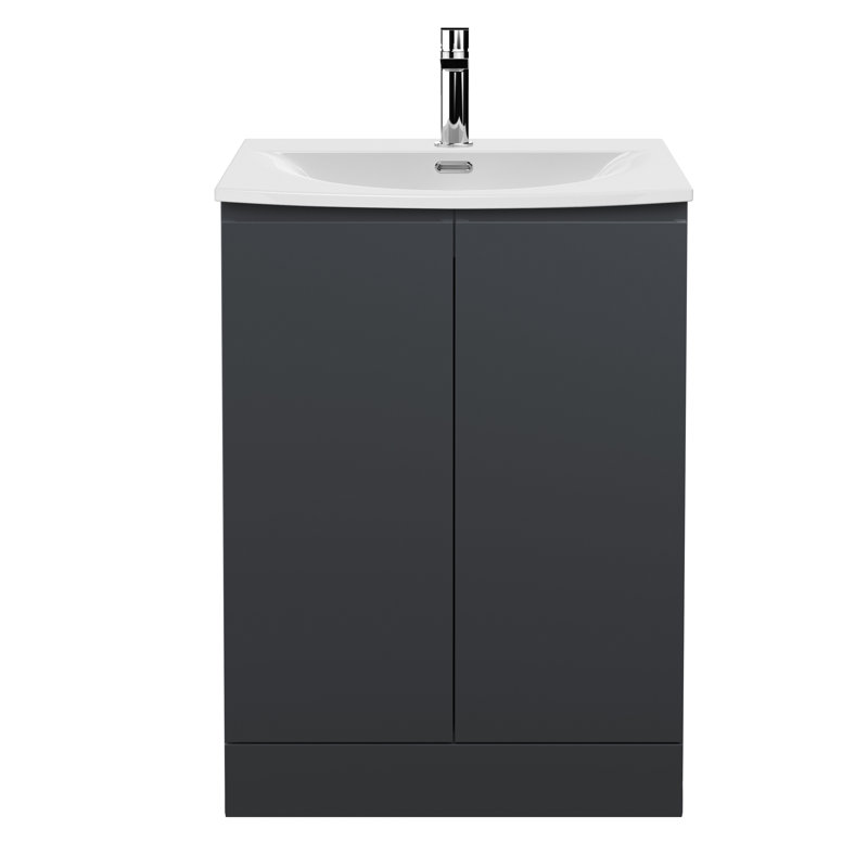 Urban 610mm Single Bathroom Vanity with Integrated Vitreous China Basin, Satin Anthracite