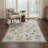 Verdura Floral Machine Washable Beige / Green / Blue Indoor Area Rug with Non-Slip Backing-1629447126