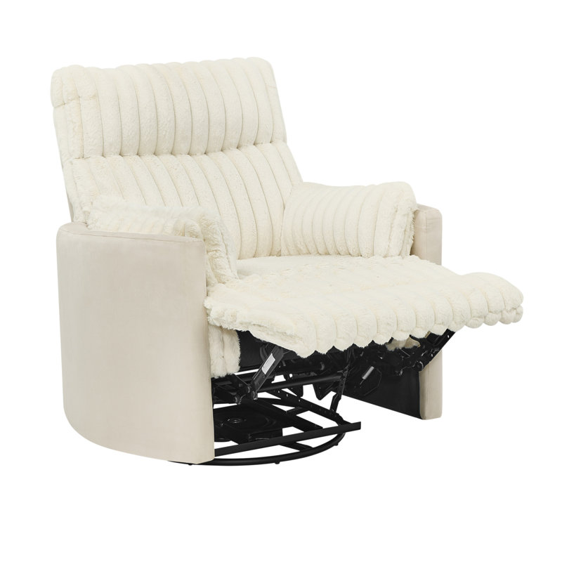 Sabria Bocaton Wide Wale Corduroy Upholstery Manual Recliner, White