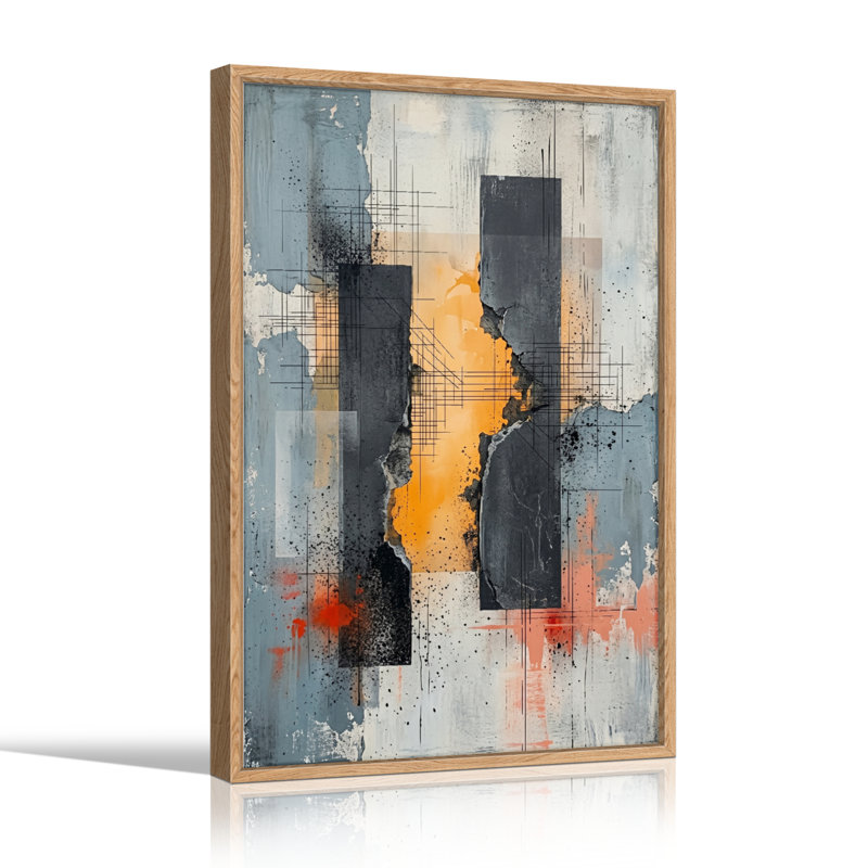 Ensemble de 1 toile texturée abstraite, 48"H x 32"W, Naturel