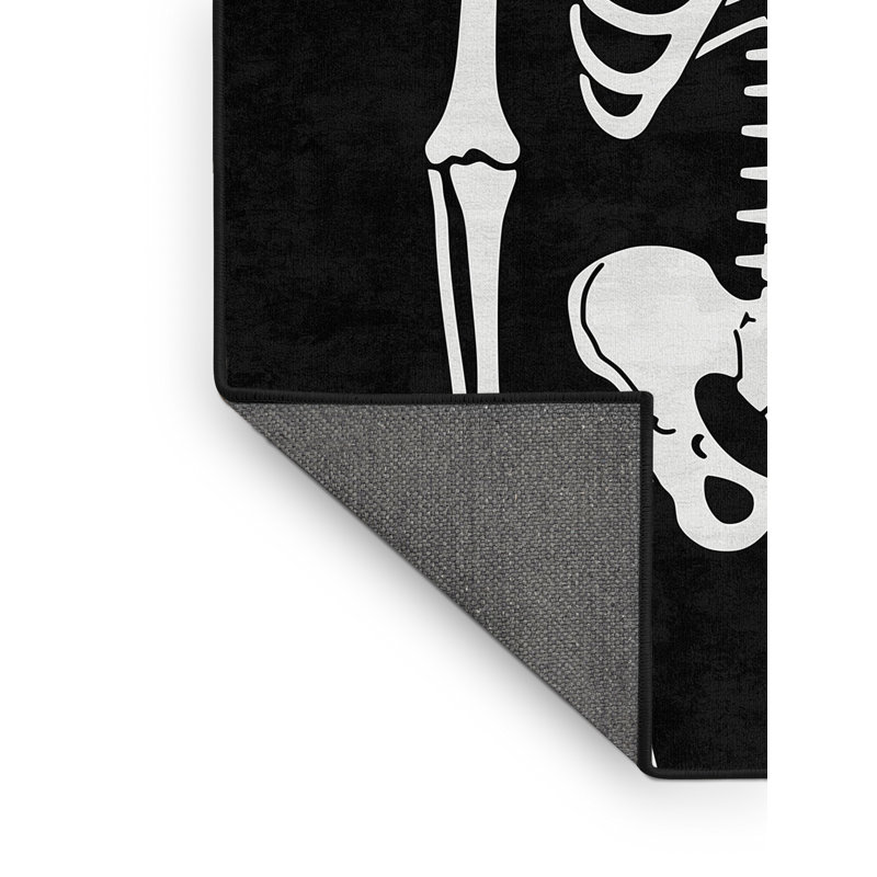 Soft Plush Eslinger Halloween Modern & Contemporary Abstract Area Rug in Gray – Black Binding, 8x10