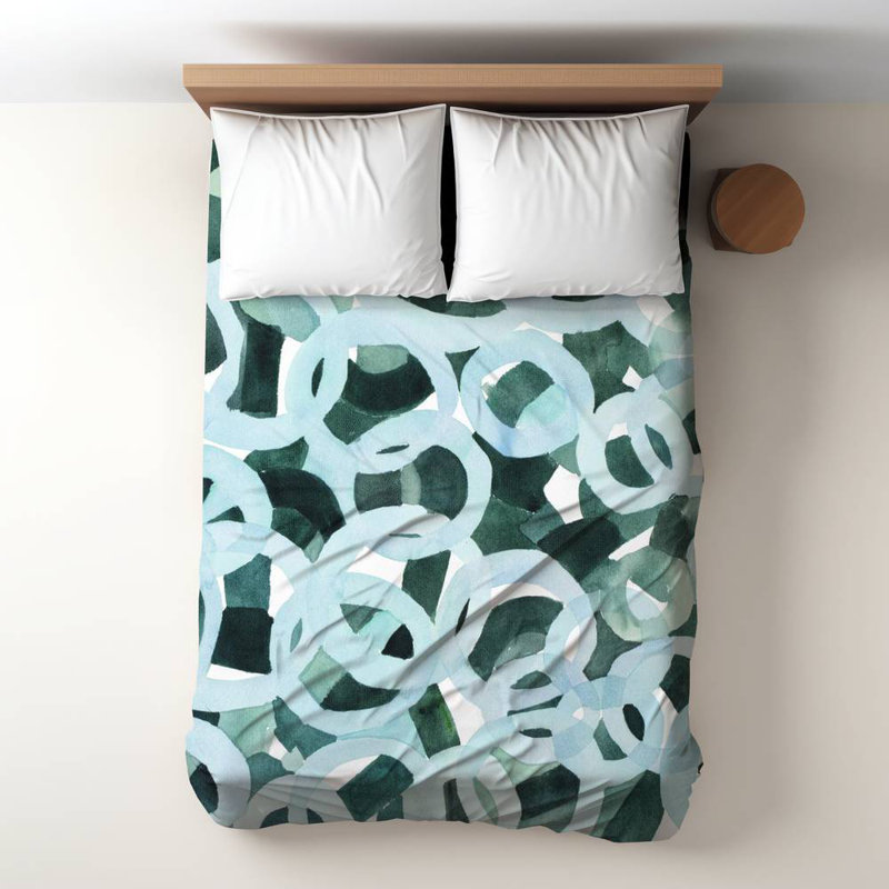 Sateen Duvet Cover, Twin Duvet, Blue Abstract Circles