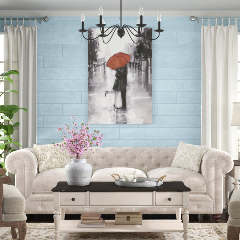 Caught in the Rain by Ethan Harper - Painting Print, 122cm H x 81cm W, Black Floater Framed