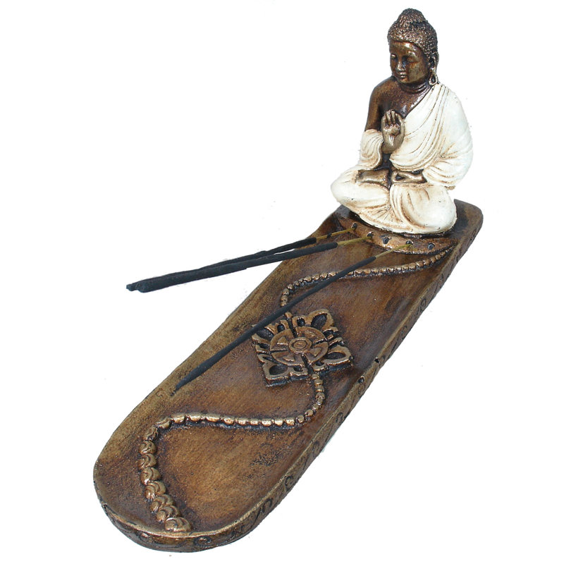 Porte-encens figurine bouddha bénédiction, Blanc