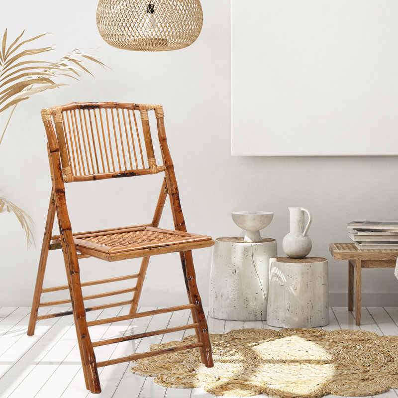 Anaid Wood Patio Folding Chair Folding Chair, Brown