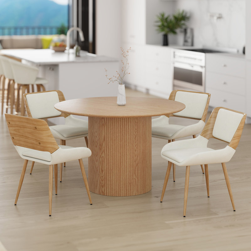Ensemble de salle à manger 5 pièces - Table naturelle avec chaise beige