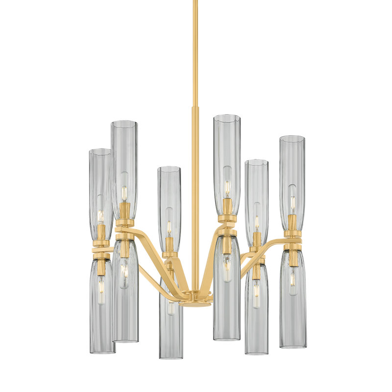 Harpswell Chandelier in Aged Brass, 12 Lights, 28.25" H x 25" W x 25" D
