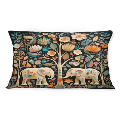 Indian Art Jaipur Elephants 4 - Coussin décoratif imprimé d'art indien