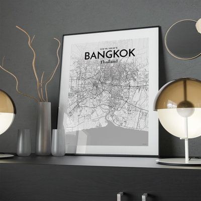 Bangkok City Map In Tones - No Frame Print