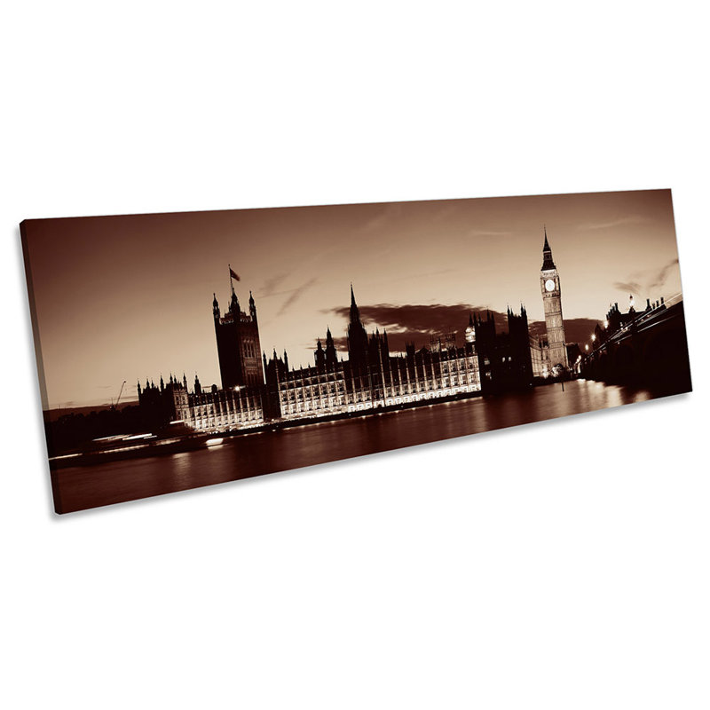 London Houses Of Parliament - Wrapped Canvas Panoramic Art Prints, 30.48cm H x 91.44cm D