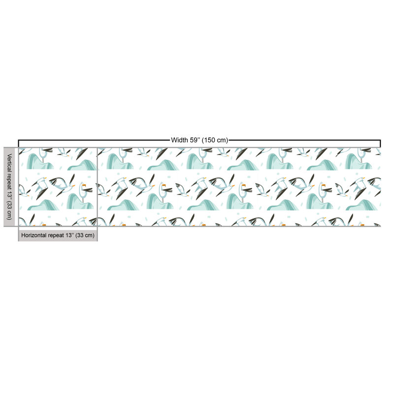 Omara Seagulls Flying over Waves Fabric