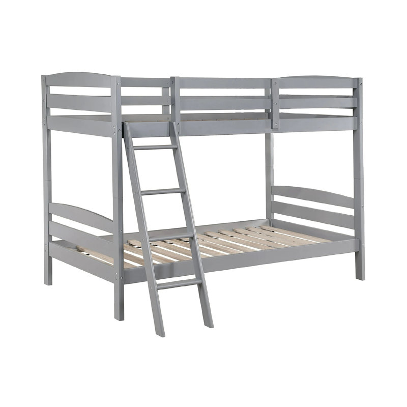 Lit superposé simple en bois Jhoselin, Gris