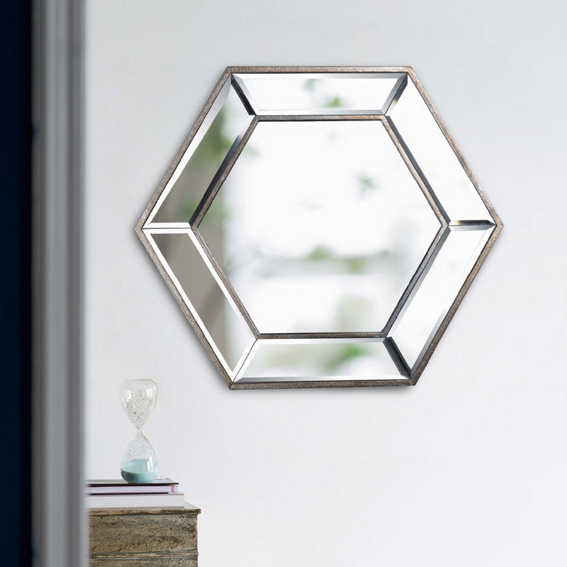 Miroir mural hexagonal, miroir décoratif, 17.9" H x 20.7" W