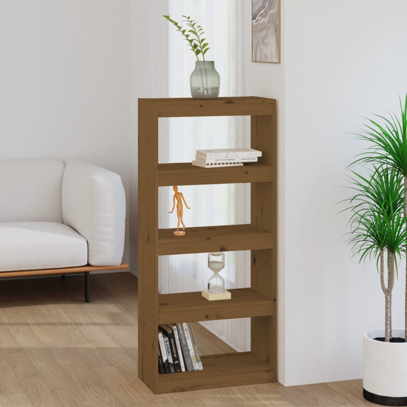 Jamarqus 135.5cm H Solid Wood Standard Bookcase, Dark Brown, 135.5cm H x 60cm W x 30cm D