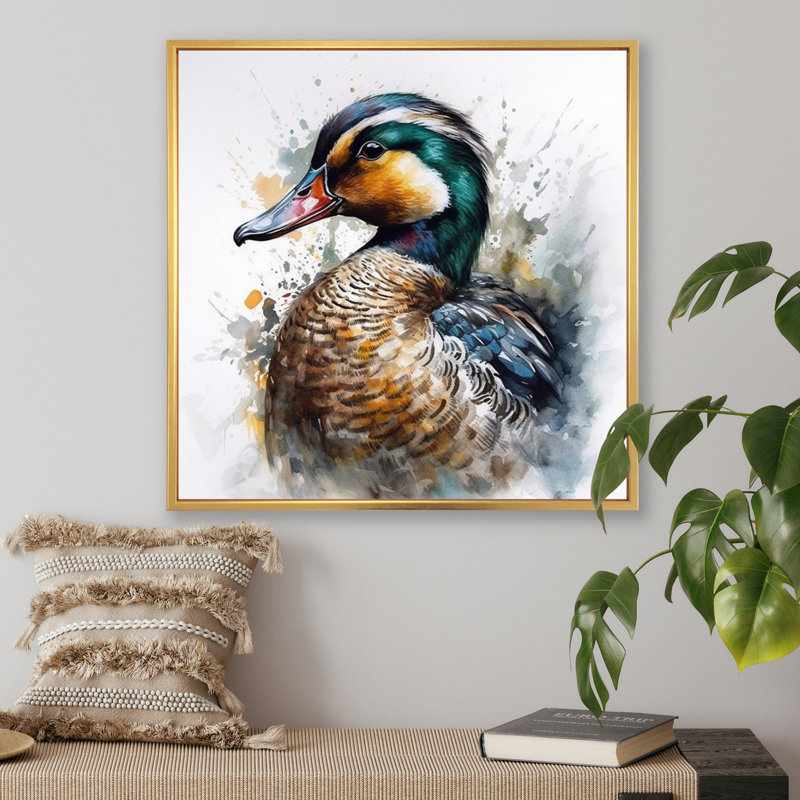 Magnifique canard mâle III - impression, H 30 po x l 30 po x P 1 po, Cadre flottant doré