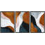 «Mid Century Shape», impression géométrique sur toile abstraite encadrée brune et bleue 3 pièces-119461139-94434434-94434433