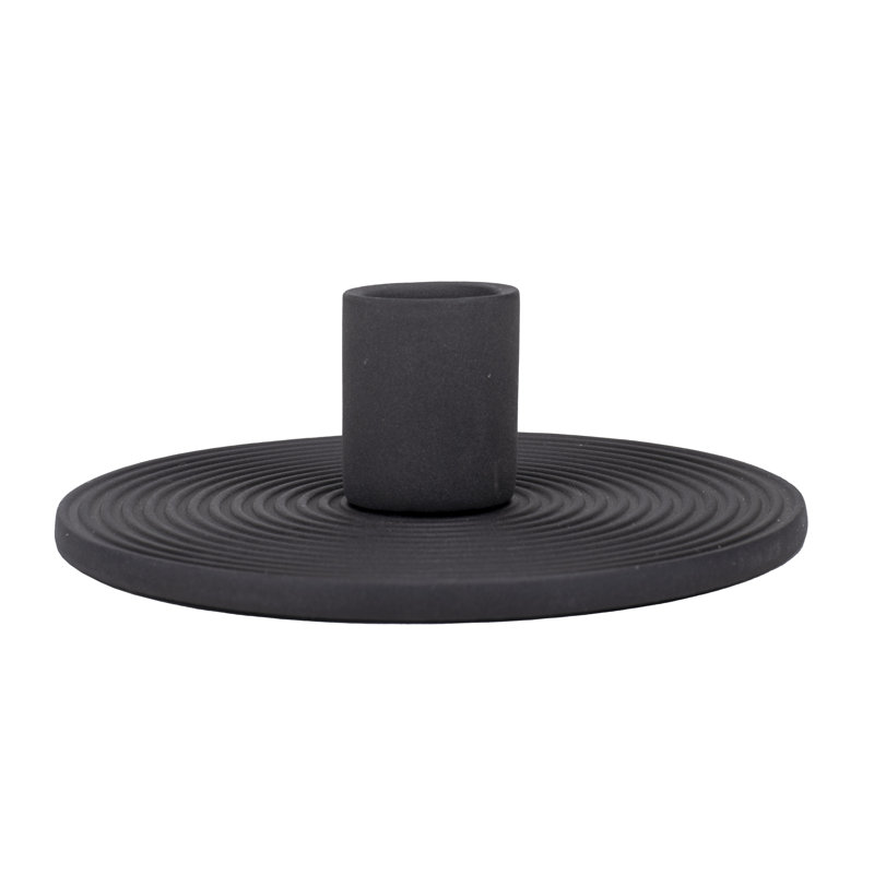 Ensemble de 2 bougeoirs en céramique noire, Noir
