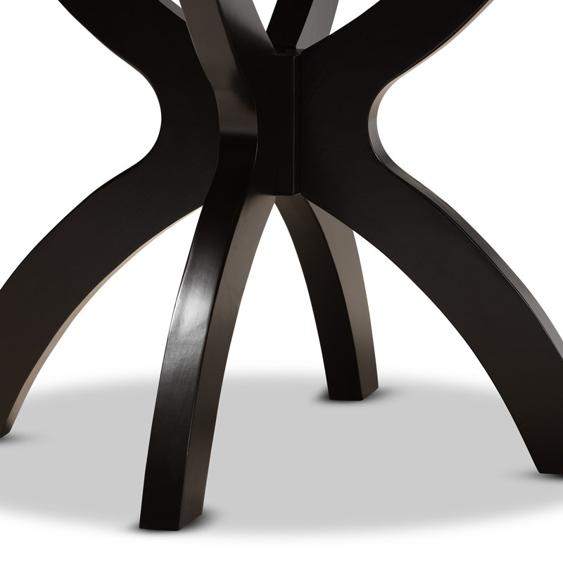 Round Solid Wood Base Dining Table, Dark Brown
