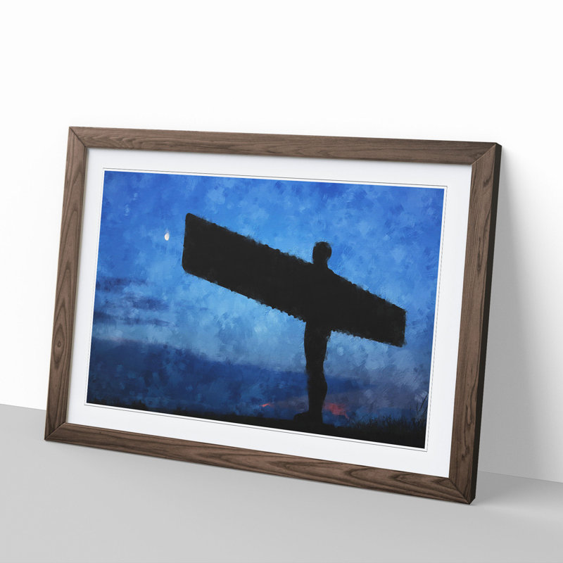 Angel of the North in Newcastle Vol.1 - Picture Frame Graphic Art, Walnut Framed, 27cm H x 36cm W x 2cm D