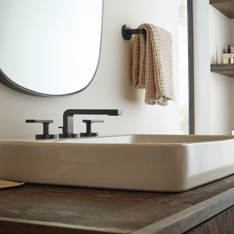 Robinet pour salle de bain à l’échelle vectorielle avec ensemble de drain, Noir mat