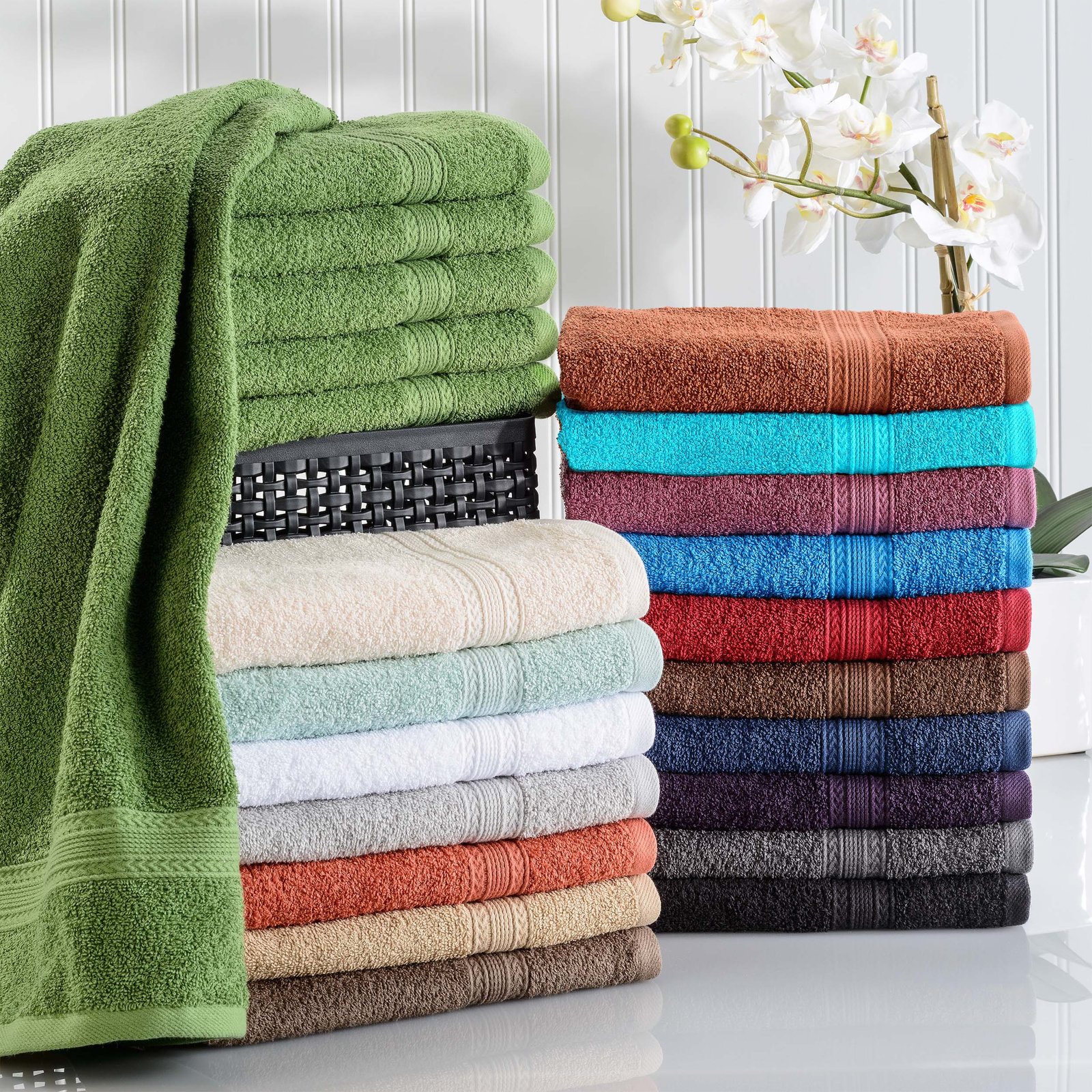 Hannu 12-Piece Sustainable Cotton Towel Set, Terrace Green