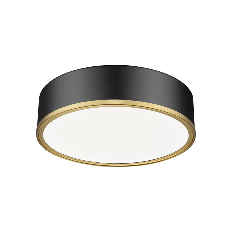 Plafonnier encastré 1 lumière Tracie en or moderne 16 po, Or; noir mat