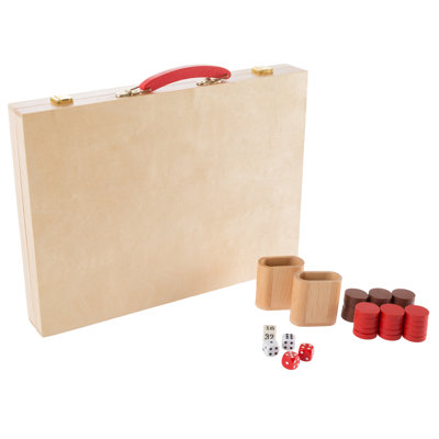 Jeu de société en bois de backgammon - Ensemble complet avec planche pliante pour le rangement, poignée portative et accessoires de jeu complet pour adultes et enfants par Hey Play