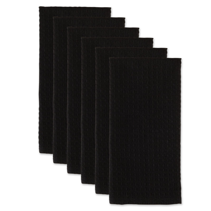 Cotton Waffle Tea Towel Kitchen Towel, Black