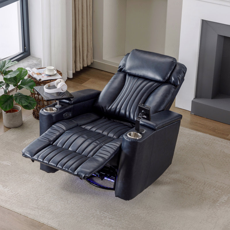 270° Power With Swivel Function Recliner,Home Theater Seating With Hidden Arm Storage And With LED Light Light Strip,Cup Holder,360° With Swivel Function Tray Table,And Cell With Phone Holder,Soft Living Room Chair