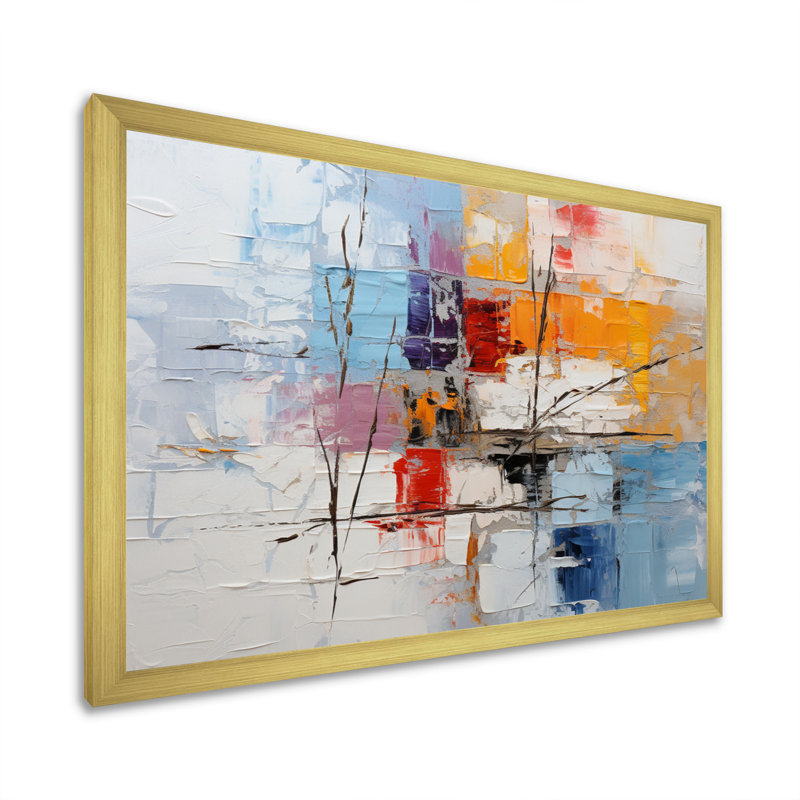 Gabbey Collage Frozen Snow IV - Print, 16" H x 32" W x 1" D, Gold Picture Framed
