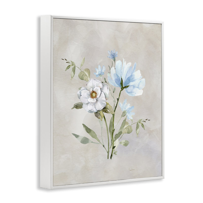 Herbes, art giclée encadrée par Livi Finn, H 20 po x l 16 po, Estampe numérique encadrée blanc bord de mer