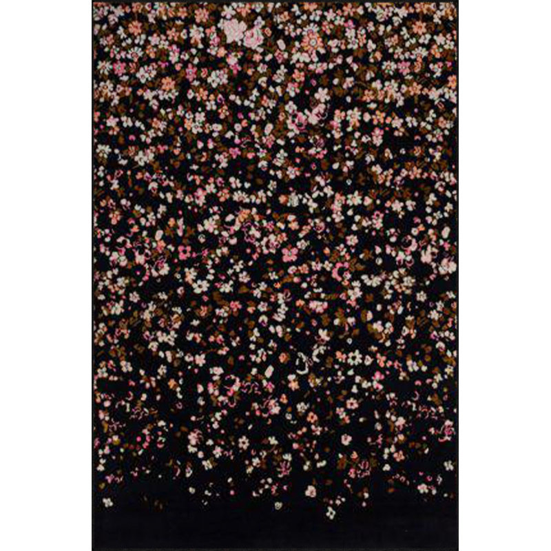 Tapis décoratif à motif floral noir, Sous-tapis carré 3 pi 3 po inclus