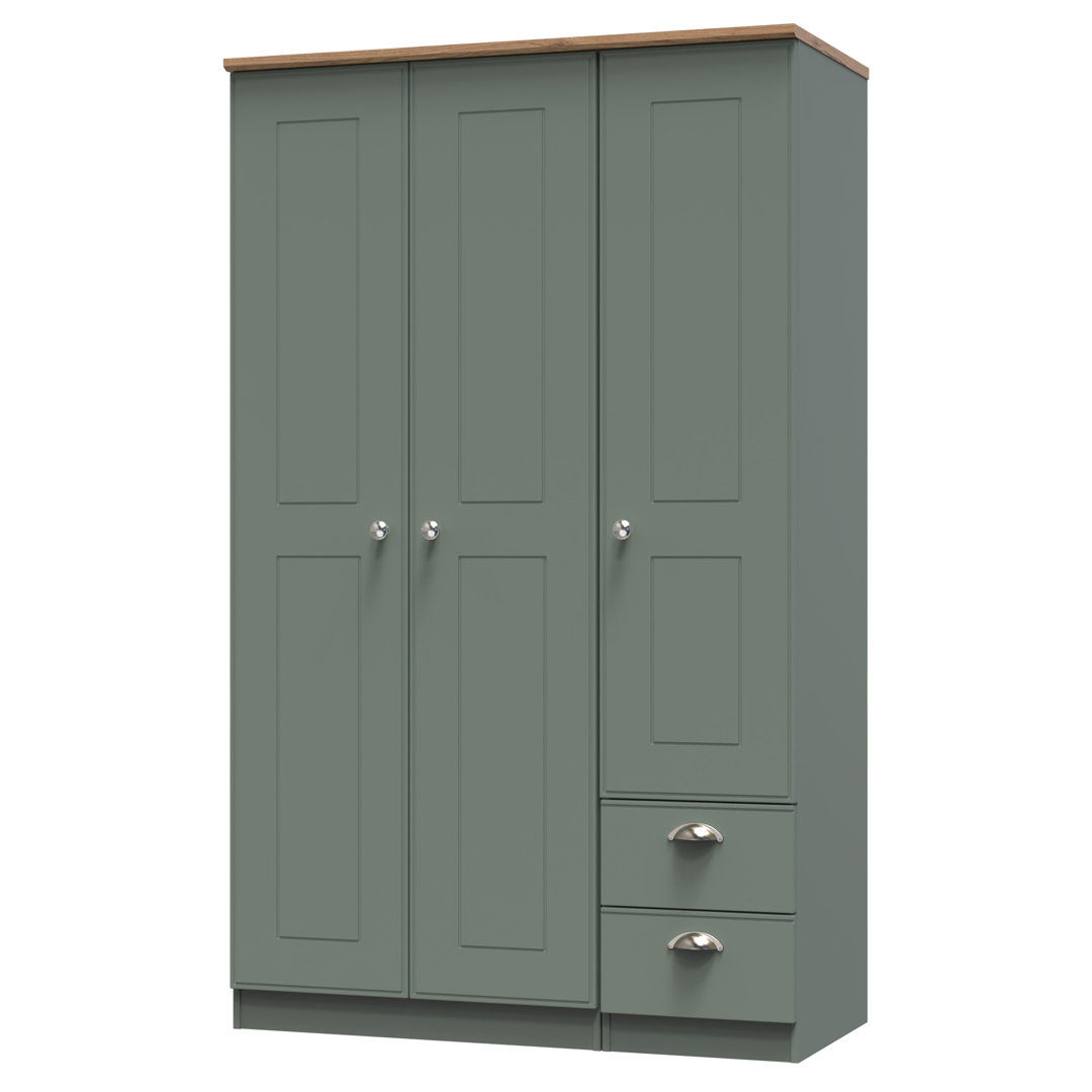 Conners Triple Small Drawer Wardrobe in Grey Matt