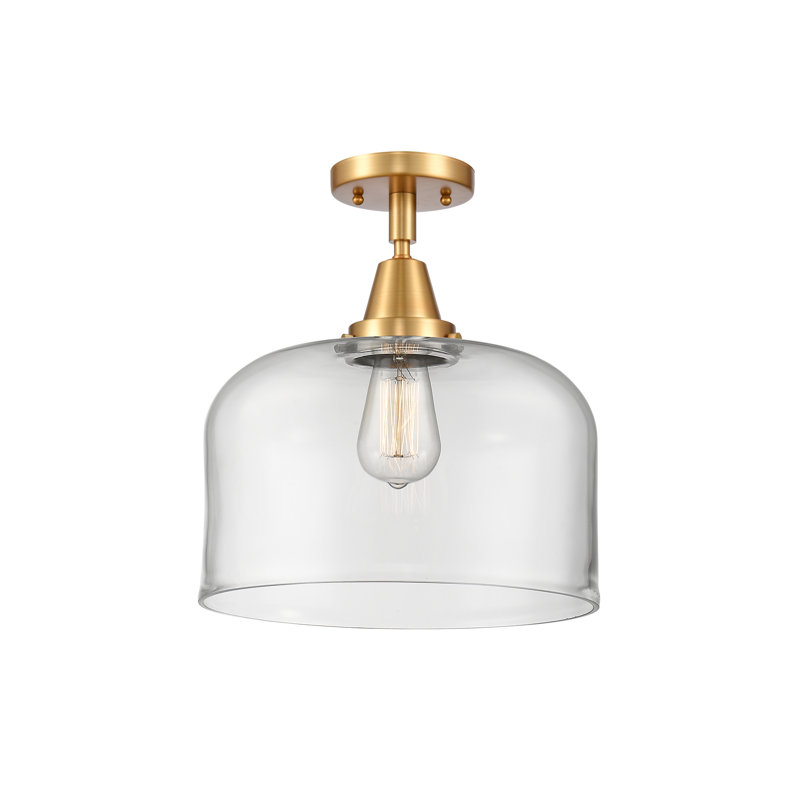 Plafonnier encastré en verre Amede, H 12,5 po x l 12 po x P 12 po, Transparent, Or satiné