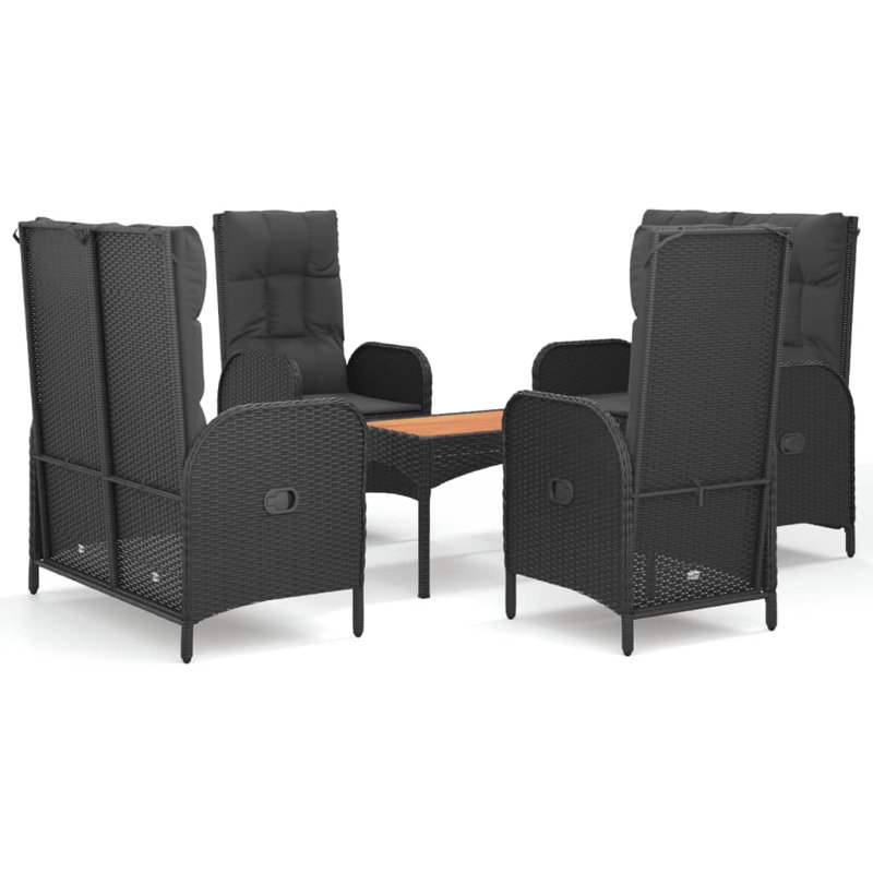 Ensemble de conversation pour 6 personnes avec coussins, Noir
