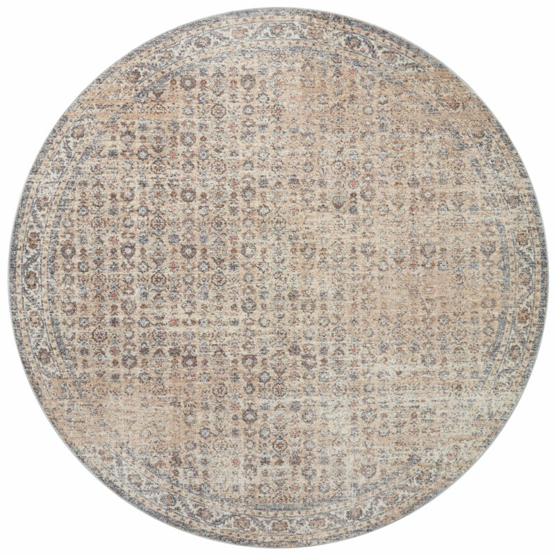 Tapis beige / denim Angela Rose x Loloi Blake, Rond 7 pi 10 po