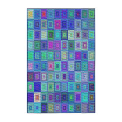Bleu/vert/Tapis décoratif rose à motifs