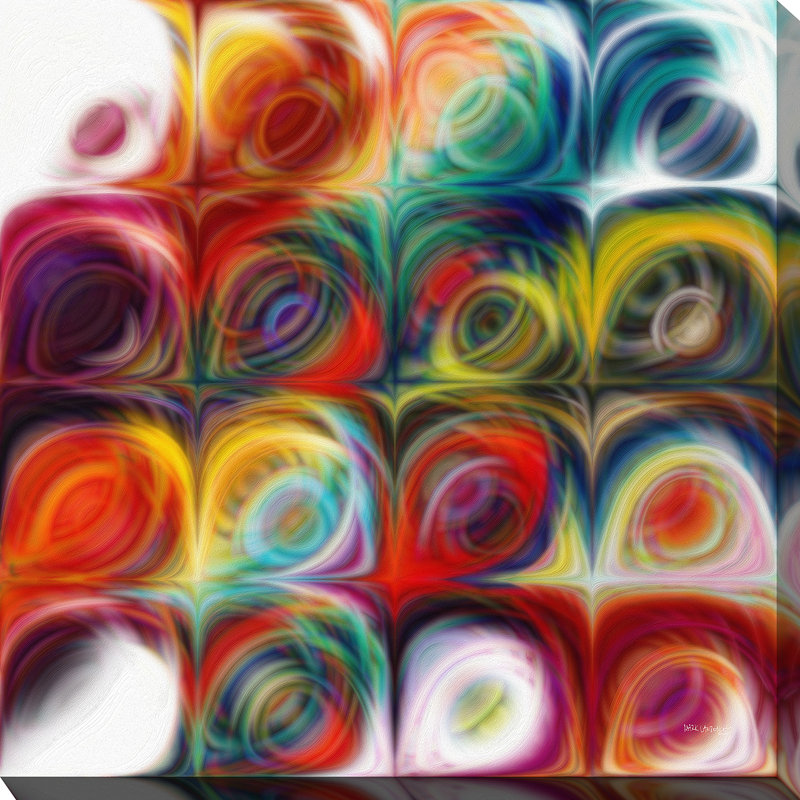 Circles and Squares 44 - Impression d'art graphique, H 18 po x l 18 po x P 1 po, Toile tendue