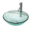Lavabo vasque hypnotique artistique pour salle de bain avec bonde escamotable, verre trempé, garniture noire, 5,76 pouces de hauteur, cuve pratique en verre idéale pour la maison, 16,5 de large