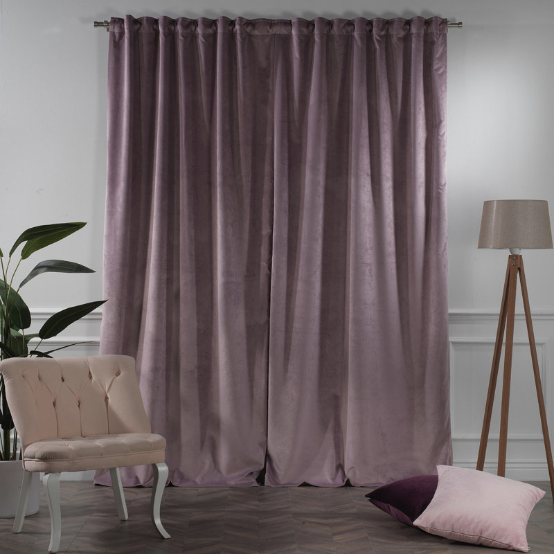 Rideau simple extra long et extra large en velours mat luxueux, 73 lilas lustré, L 52 po x L 72 po
