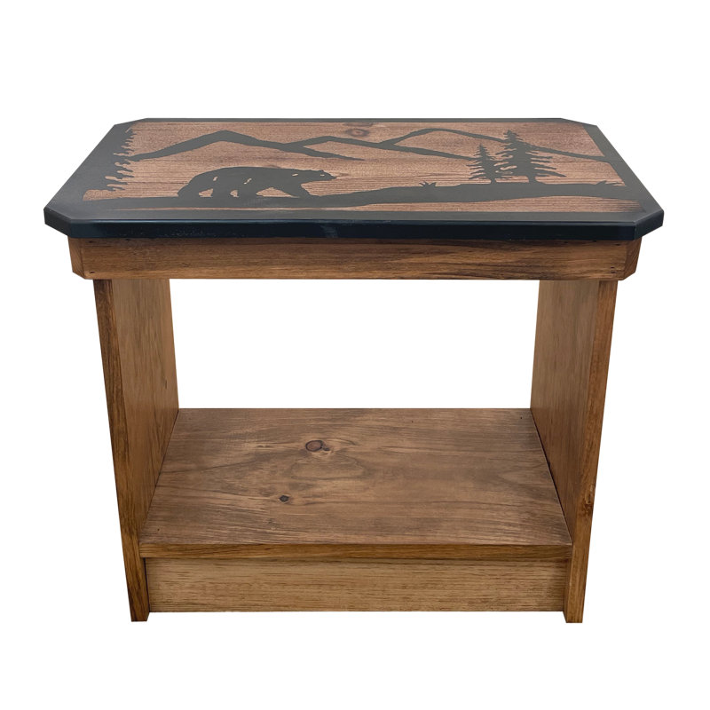 Bear Scene 24" Accent Table with Cubby